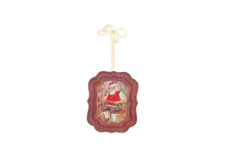 NUVOLE DI STOFFA Decorazione In Metallo Con Babbo Natale 20 Cm