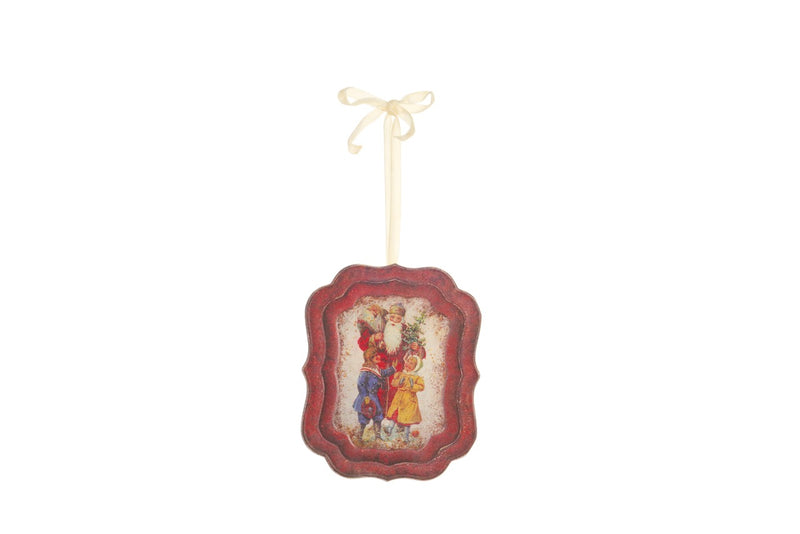 NUVOLE DI STOFFA Decorazione In Metallo Con Babbo Natale 20 Cm