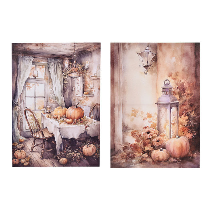NUVOLE DI STOFFA Quadro Canvas "CASA D'AUTUNNO" 50x70x2,5 cm — 2 Soggetti Assortiti