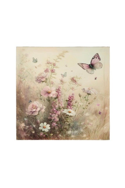 NUVOLE DI STOFFA Quadro con Fiori e Farfalle