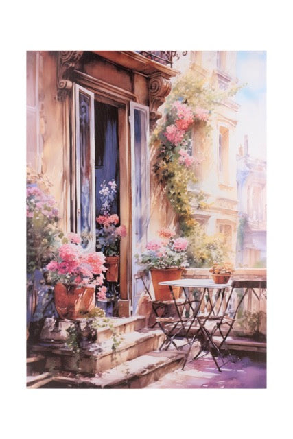 NUVOLE DI STOFFA Quadro Canvas Balcone con Fiori