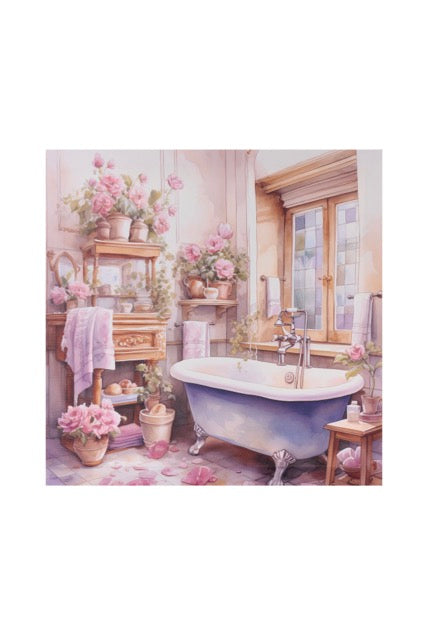 NUVOLE DI STOFFA Quadro Canvas Bagno Romantico con Vasca