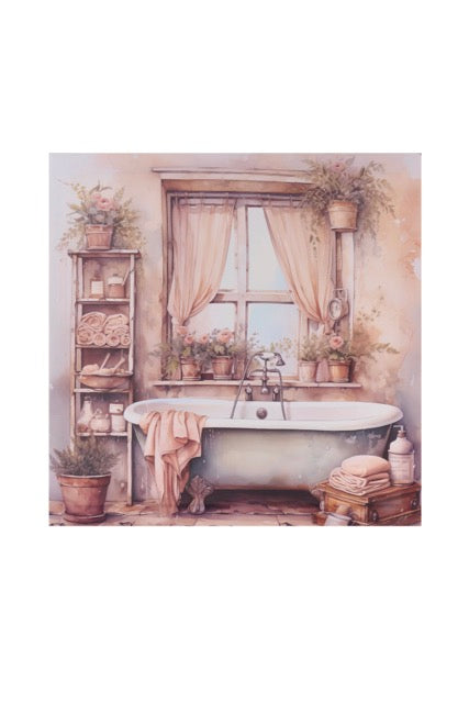 NUVOLE DI STOFFA Quadro Canvas Bagno Romantico con Vasca