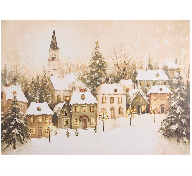 NUVOLE DI STOFFA Quadro su Canvas "Città Innevata" 70x50 cm