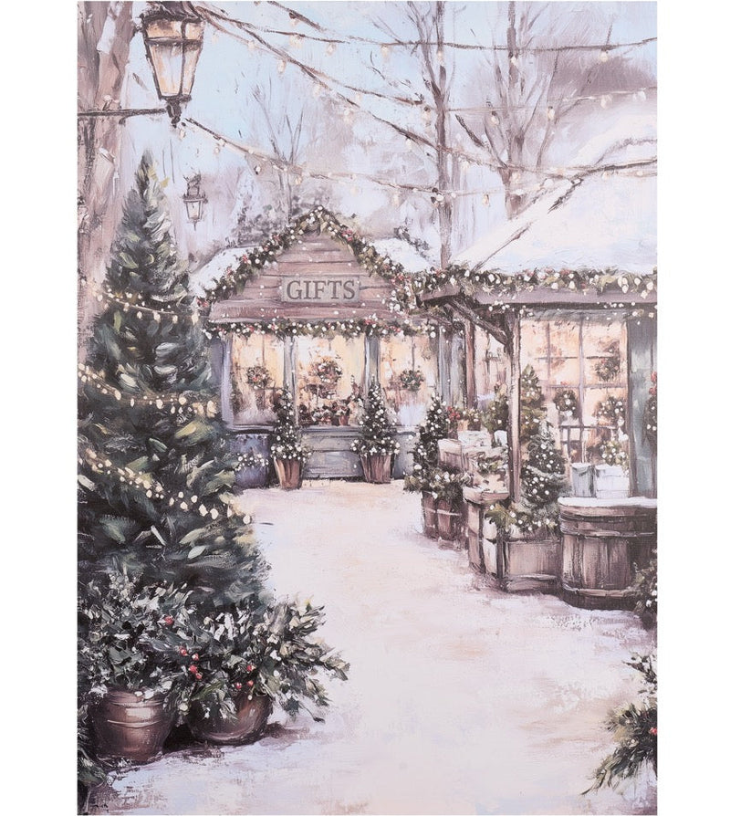 NUVOLE DI STOFFA Quadro su Canvas "Negozio Innevato" 50x70 cm