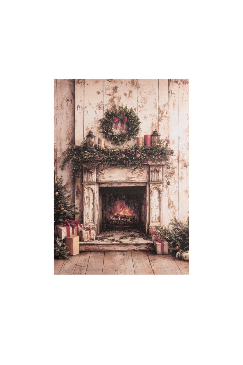 NUVOLE DI STOFFA Quadro su Canvas Natalizio H 51 cm — Stile Shabby Chic