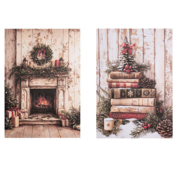 NUVOLE DI STOFFA Quadro su Canvas Natalizio H 51 cm — Stile Shabby Chic