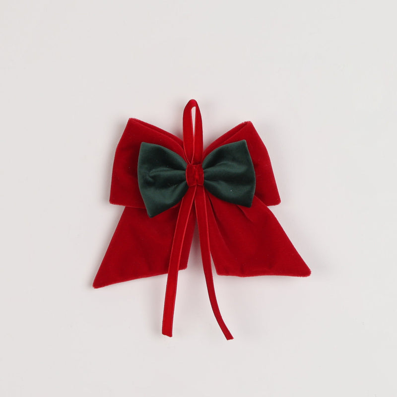 FIORI DI LENA Decoro Fiocco in Velluto Rosso e Verde