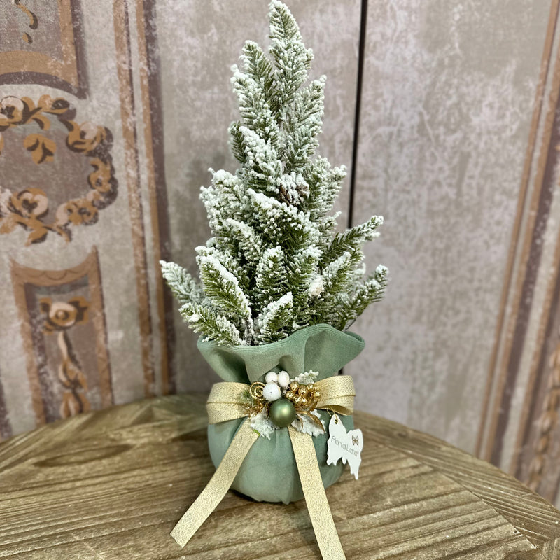 FIORI DI LENA Alberello Natalizio in Velluto Acquamarina con Sferetta Verde 35cm