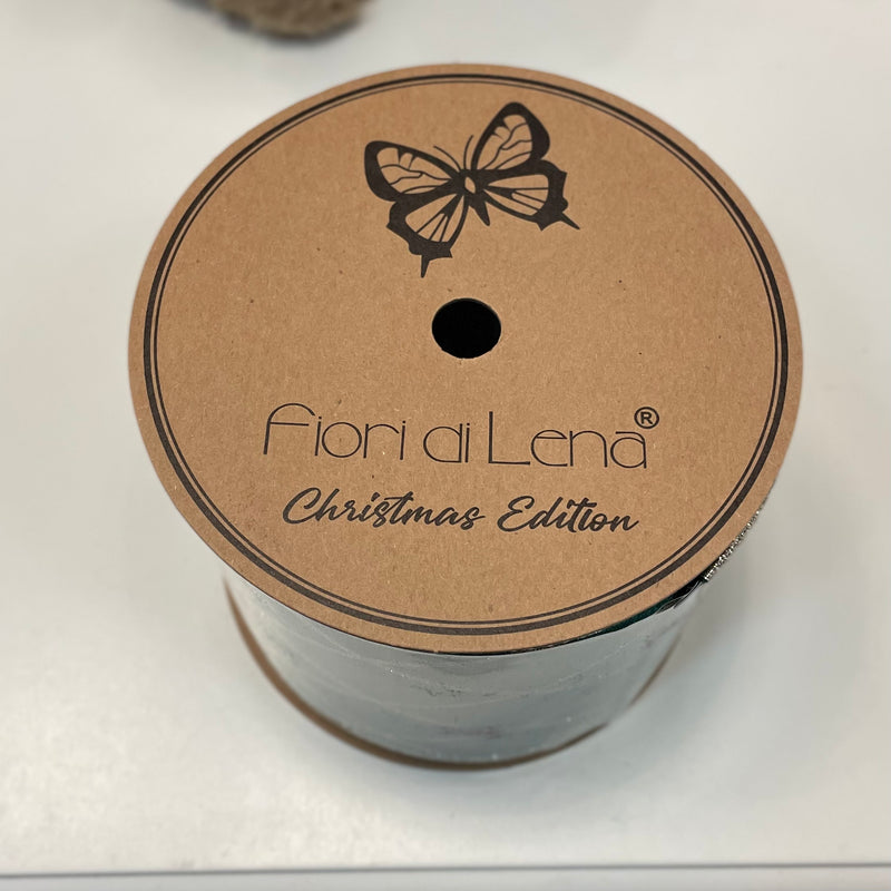 FIORI DI LENA Nastro in Velluto Verde Inglese con Glitter Geometrico