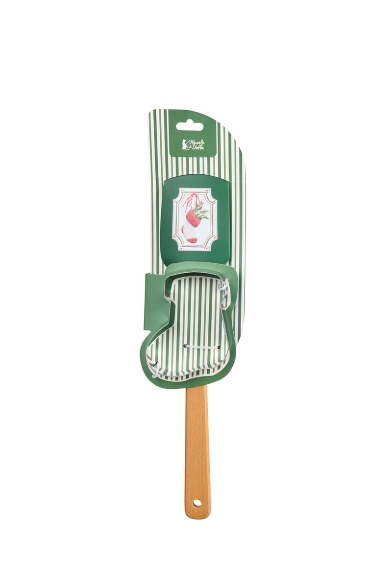 NUVOLE DI STOFFA Spatola in Legno con Stampino per Biscotti "MAGIC NOEL" — 6 Varianti Assortite