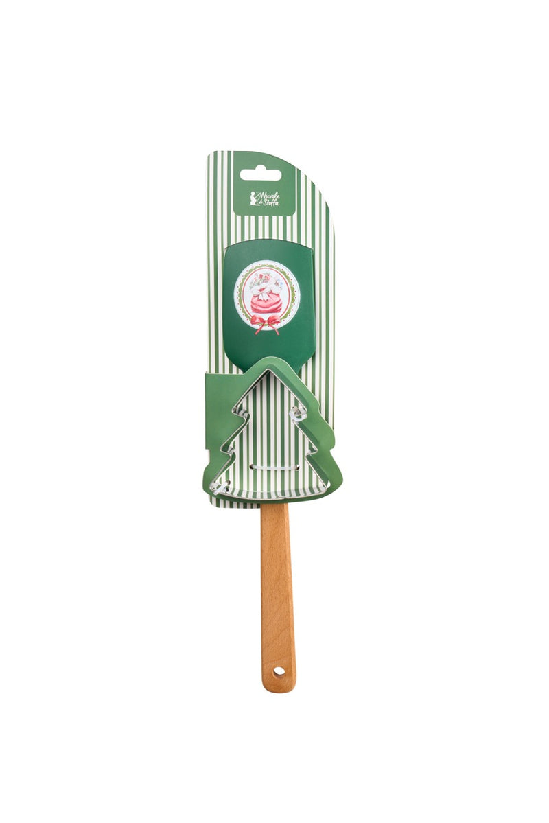 NUVOLE DI STOFFA Spatola in Legno con Stampino per Biscotti "MAGIC NOEL" — 6 Varianti Assortite