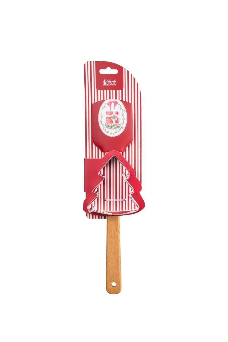 NUVOLE DI STOFFA Spatola in Legno con Stampino per Biscotti "MAGIC NOEL" — 6 Varianti Assortite