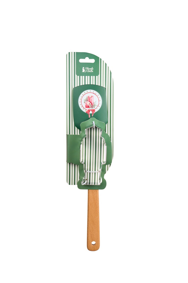 NUVOLE DI STOFFA Spatola in Legno con Stampino per Biscotti "MAGIC NOEL" — 6 Varianti Assortite