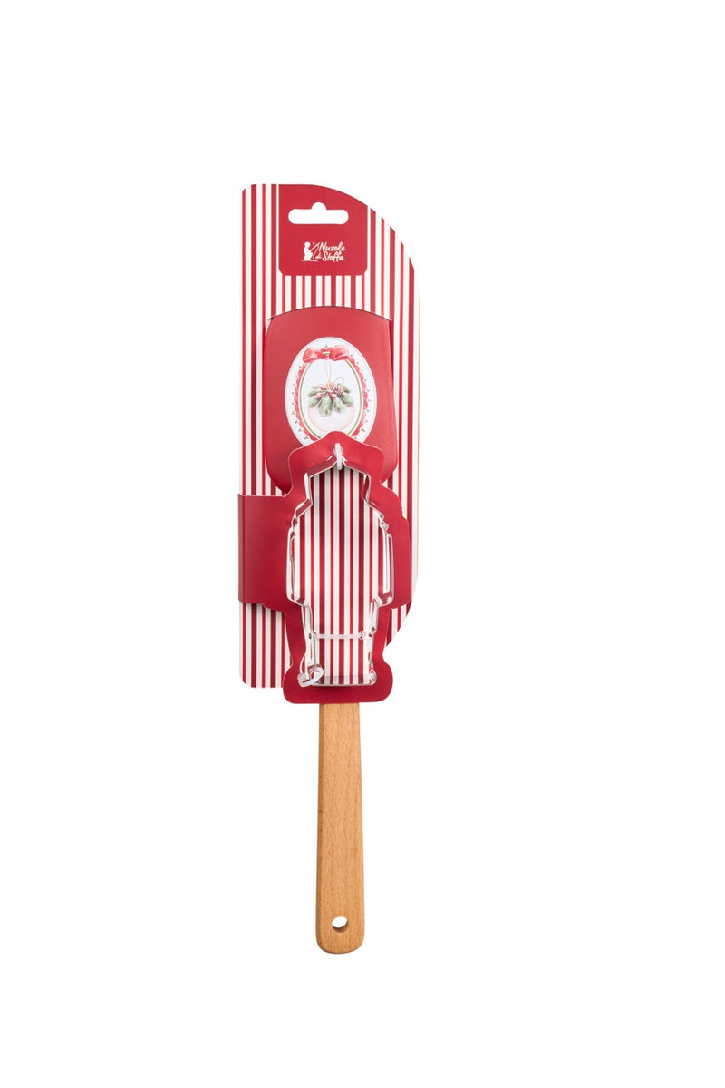 NUVOLE DI STOFFA Spatola in Legno con Stampino per Biscotti "MAGIC NOEL" — 6 Varianti Assortite