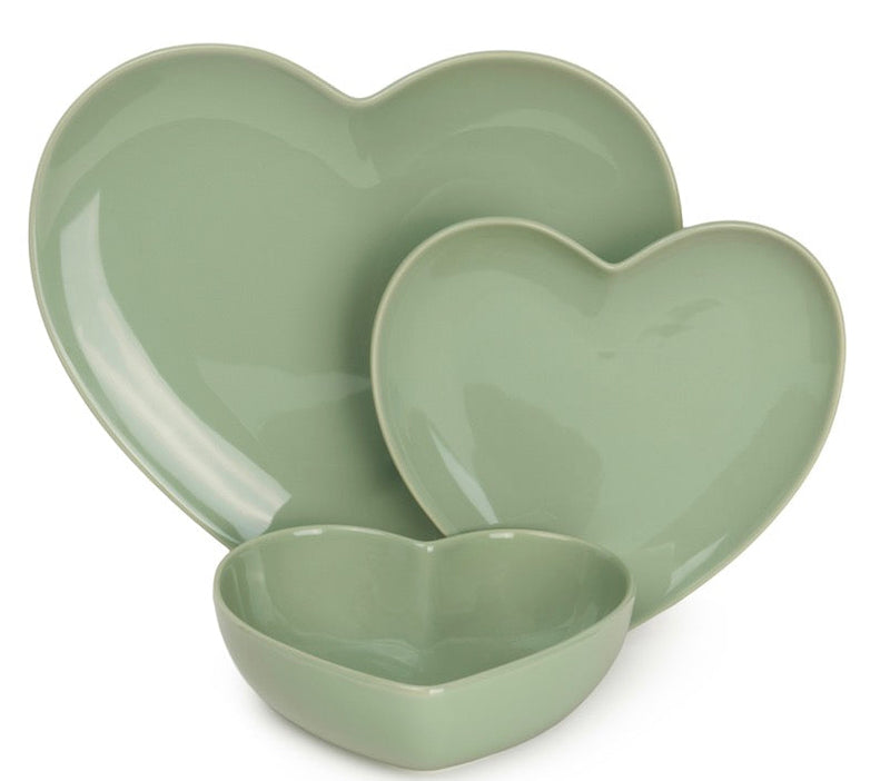 NUVOLE DI STOFFA Servizio di Piatti Cuore Verde per 6 Posti Tavola