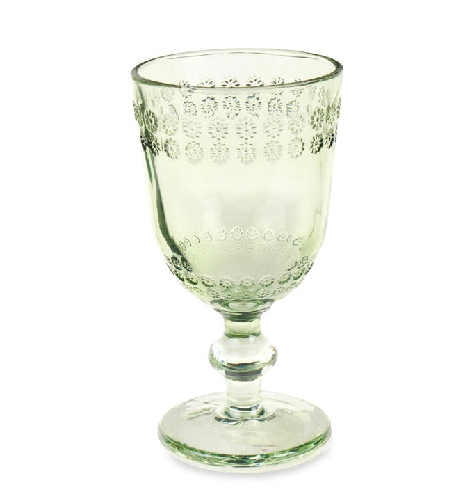 NUVOLE DI STOFFA Set/6 Calici in Vetro Verde " FLOWER GARDEN  "