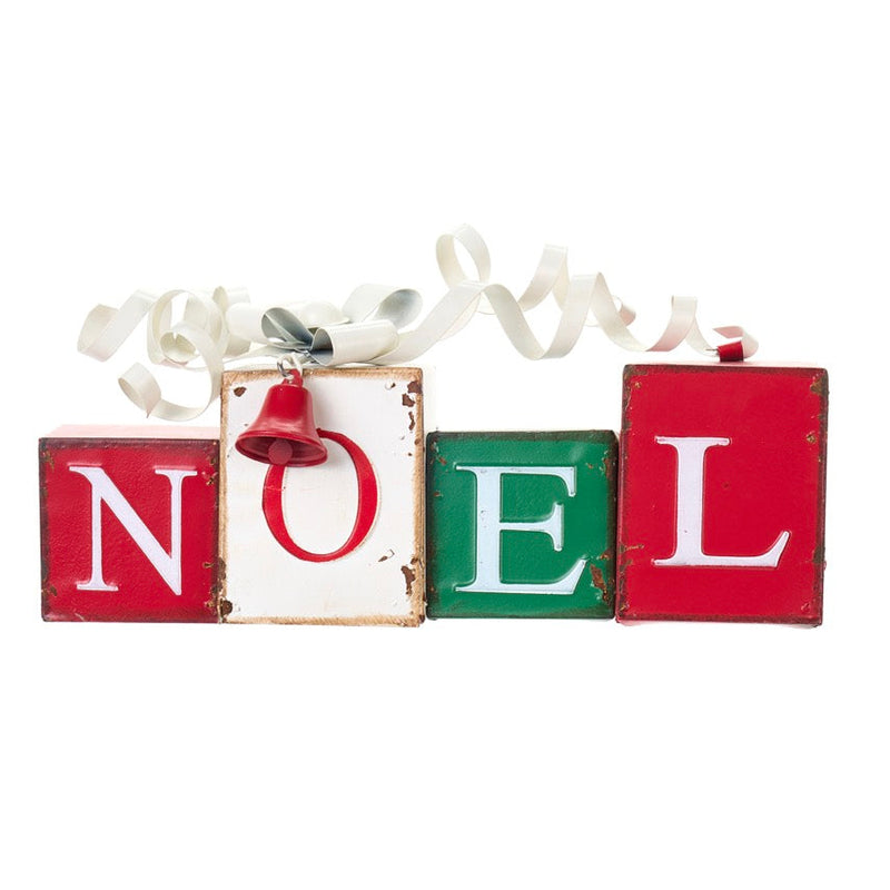 NUVOLE DI STOFFA Scritta "NOEL" in Metallo Shabby Chic 33x6,5x15 cm