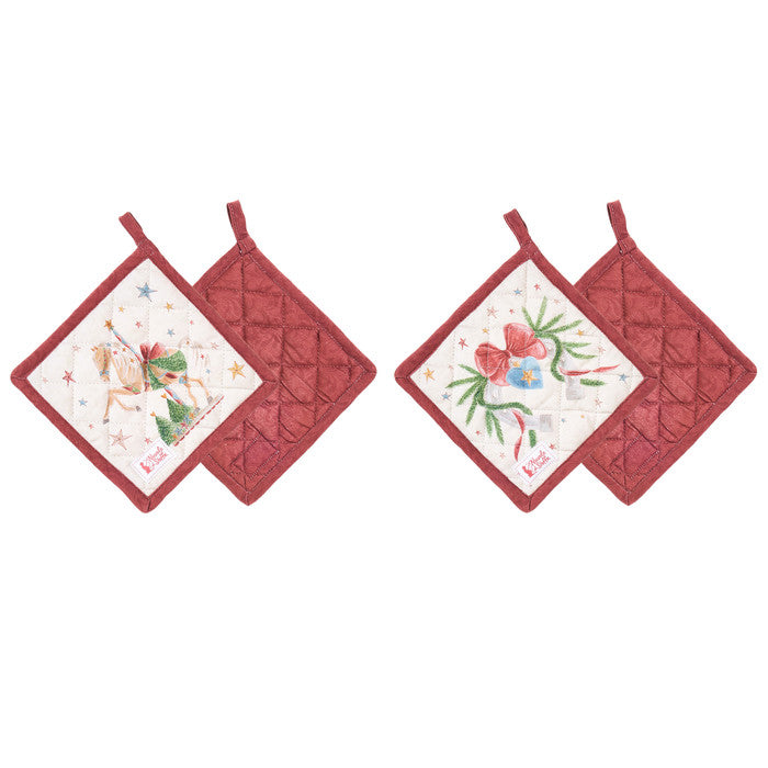 NUVOLE DI STOFFA Presina Natalizia in Cotone "LA GIOSTRA DI AMELIE" con Cavalli e Fiocchi