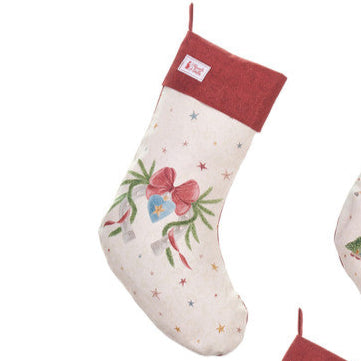 NUVOLE DI STOFFA Calza Natalizia in Cotone "LA GIOSTRA DI AMELIE" con Cavalli e Fiocchi