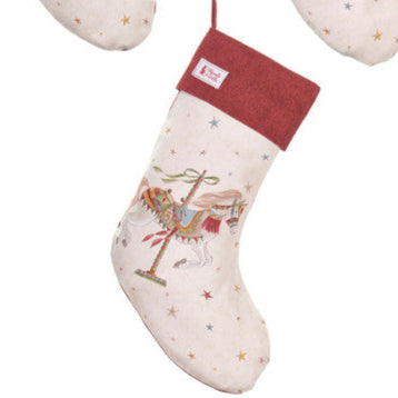 NUVOLE DI STOFFA Calza Natalizia in Cotone "LA GIOSTRA DI AMELIE" con Cavalli e Fiocchi