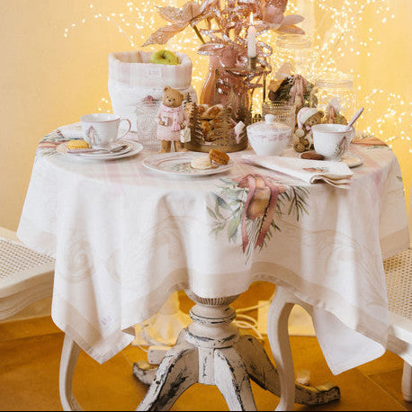 NUVOLE DI STOFFA Tovaglia in Cotone con Campane " DARLING " Rosa