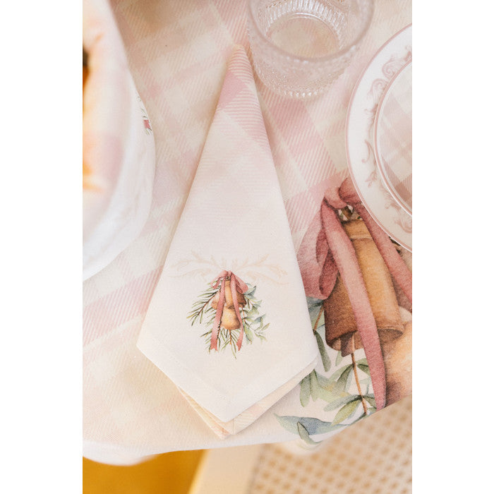 NUVOLE DI STOFFA Tovagliolo in Cotone con Campane " DARLING " Rosa