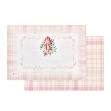 NUVOLE DI STOFFA Tovaglietta Rosa in Cotone con Campane " DARLING " Rosa