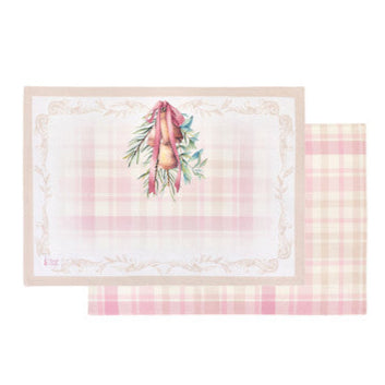 NUVOLE DI STOFFA Tovaglietta Rosa in Cotone con Campane " DARLING " Rosa