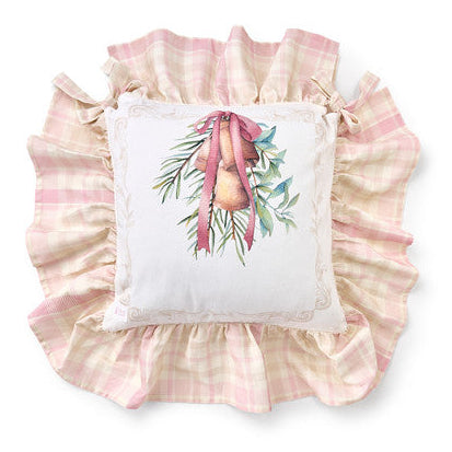 NUVOLE DI STOFFA Set 6 Cuscini Sedia in Cotone con Gala e Campane " DARLING " Rosa