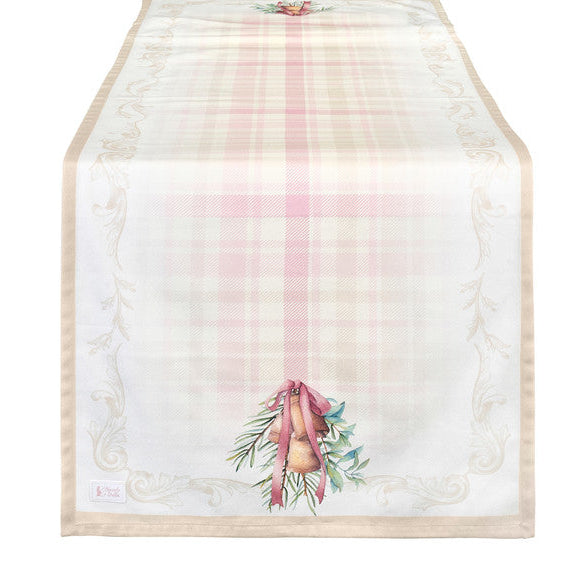 NUVOLE DI STOFFA Runner in Cotone con Campane " DARLING " Rosa