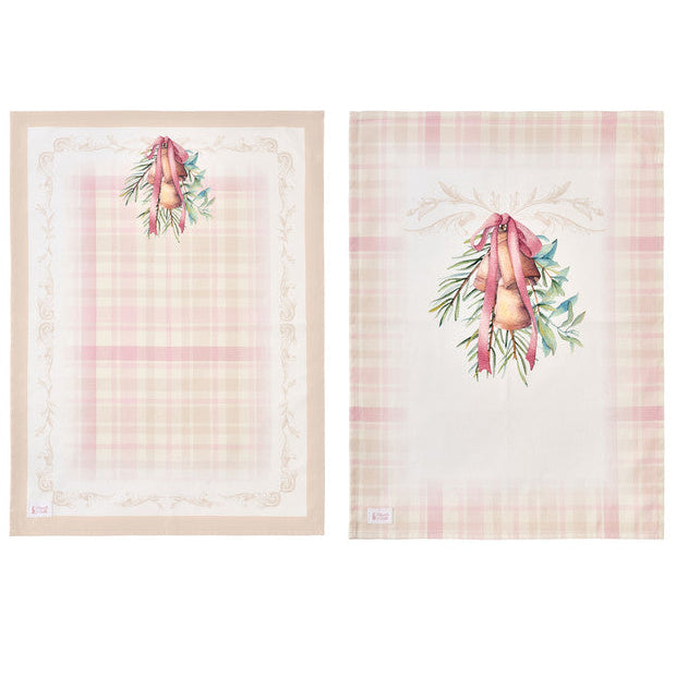 NUVOLE DI STOFFA Canovaccio in Cotone con Campane " DARLING " Rosa