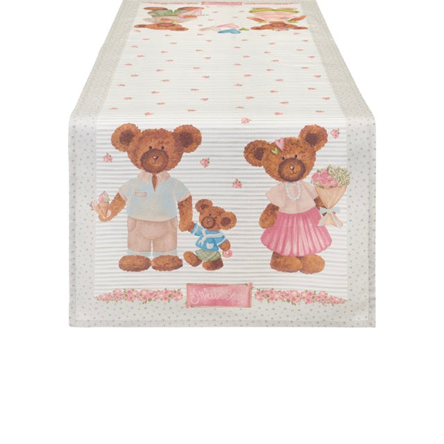 NUVOLE DI STOFFA Runner in Cotone con Orsetti "SWEET BEAR"