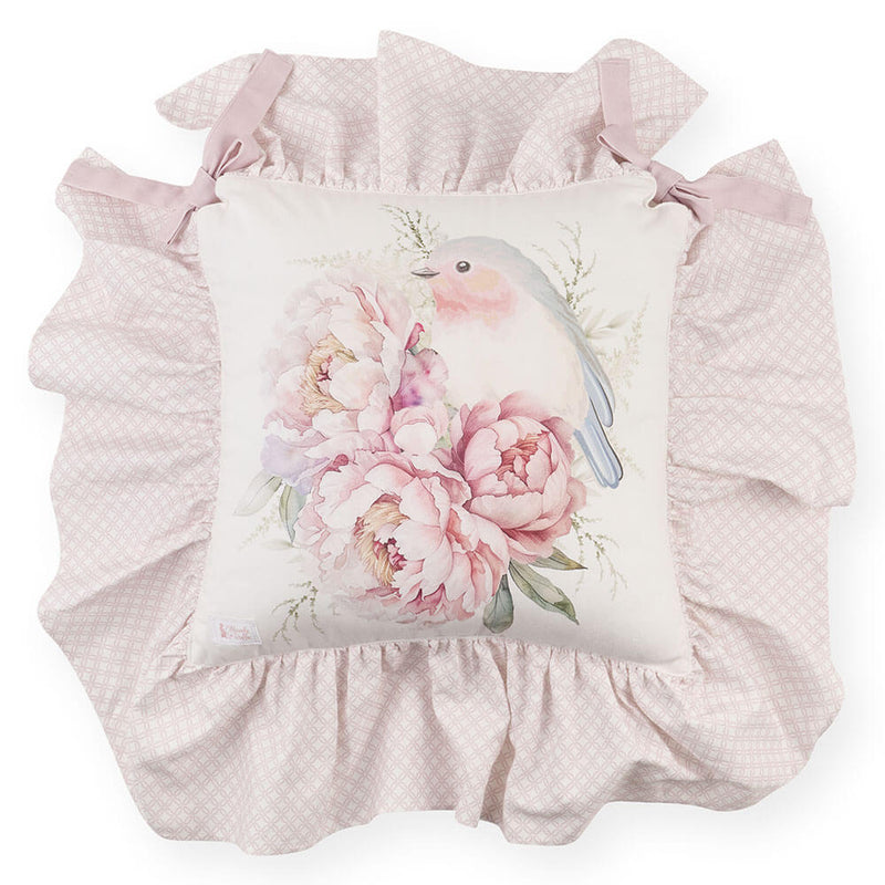 NUVOLE DI STOFFA Set 6 Cuscini Sedia con Uccellino e Stampa Floreale "FIORIRÀ"