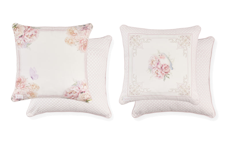 NUVOLE DI STOFFA Cuscino con Farfalla/Uccellino e Peonie "FIORIRÀ"