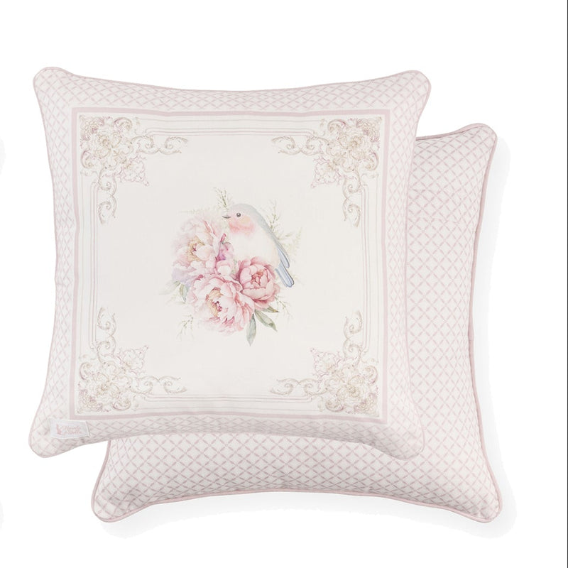 NUVOLE DI STOFFA Cuscino con Farfalla/Uccellino e Peonie "FIORIRÀ"