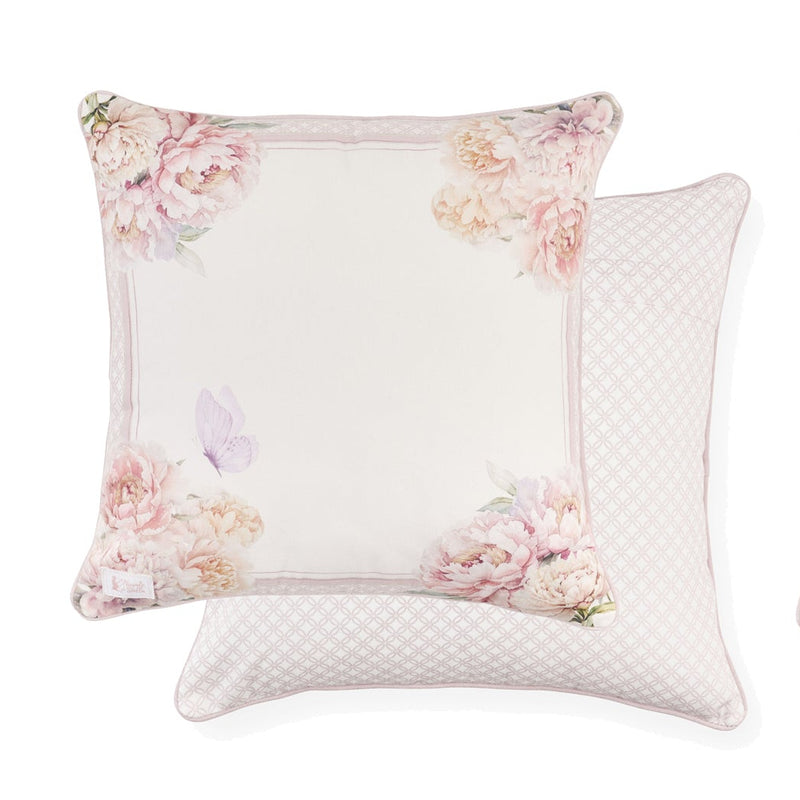 NUVOLE DI STOFFA Cuscino con Farfalla/Uccellino e Peonie "FIORIRÀ"