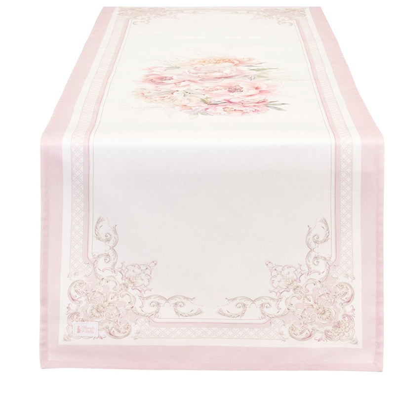 NUVOLE DI STOFFA Runner in Cotone con Rose e Uccellini "FIORIRÀ"