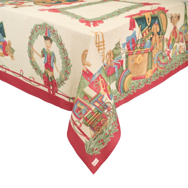 NUVOLE DI STOFFA Tovaglia Natalizia "VINTAGE TOYS" 160 x 200 cm