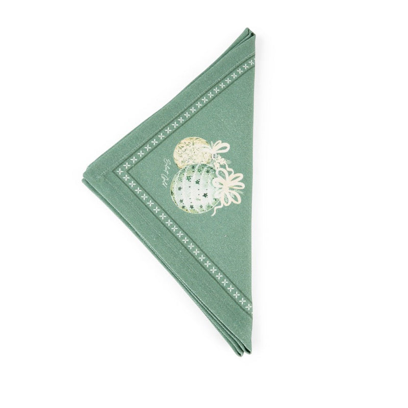 NUVOLE DI STOFFA Tovagliolo Natalizio "SILENT GOLD" Verde 40x40 cm