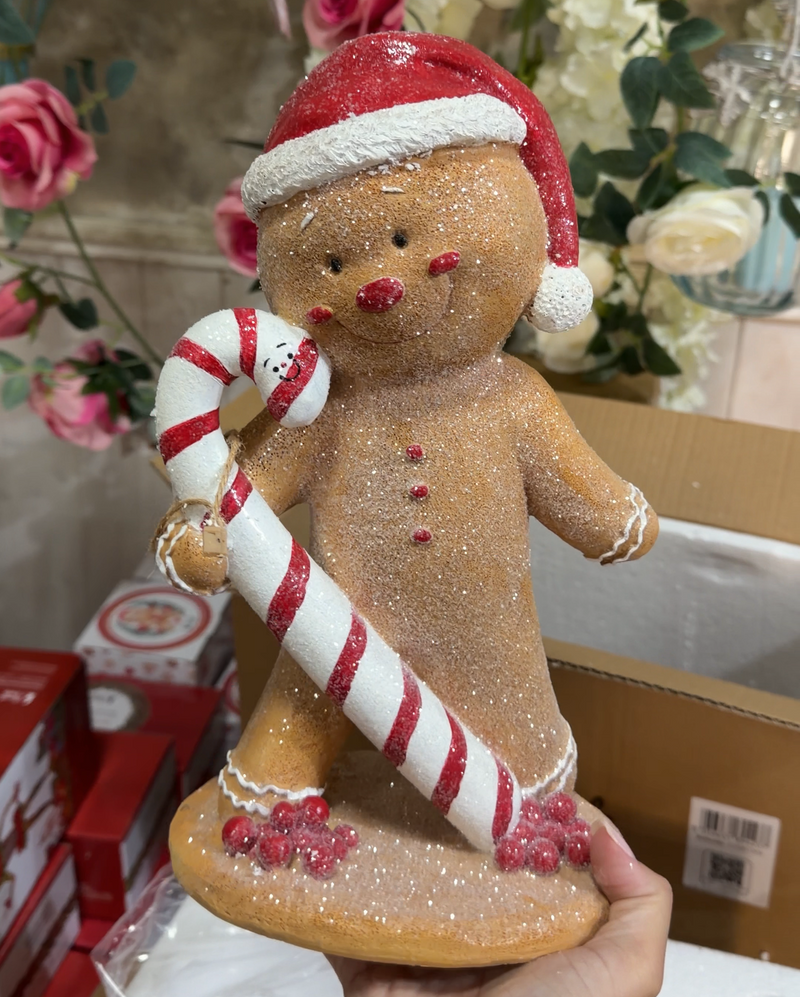 NUVOLE DI STOFFA Omino Di Pan Di Zenzero Glitterato Con Bastoncino Di Zucchero
