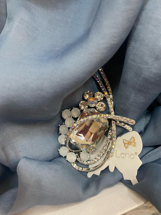 Foulard polvere in seta con spilla gioiello e scatola Fiori di Lena