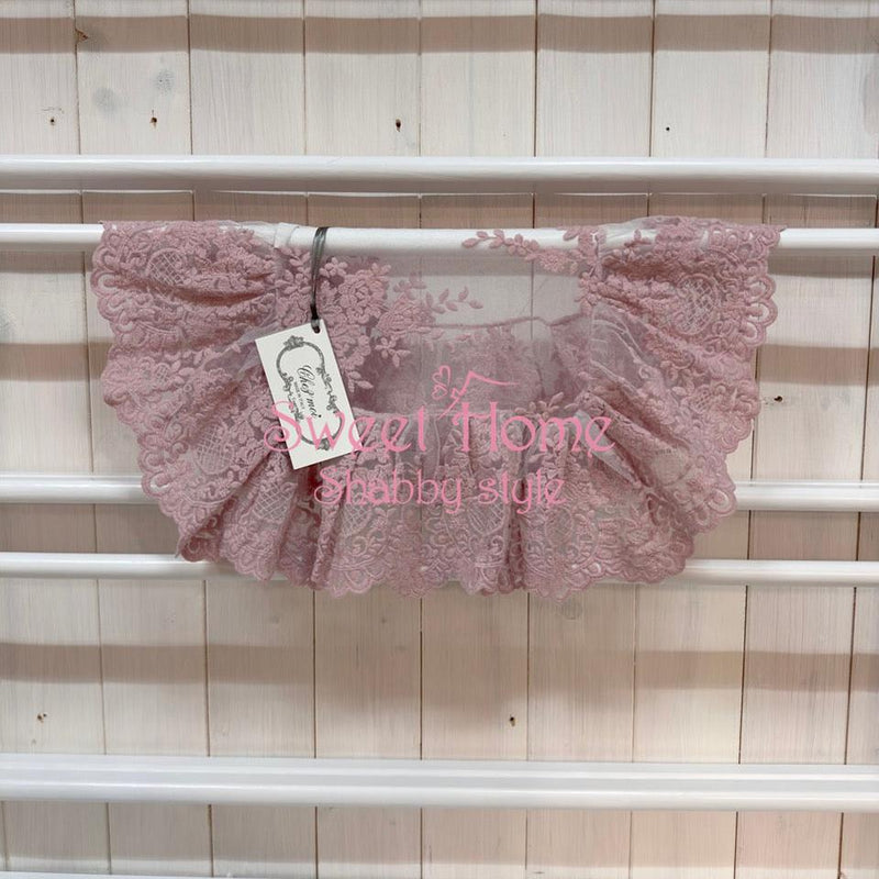 CHEZ MOI Centrino in Pizzo " VOLANT PROVENZA " Rosa Antico