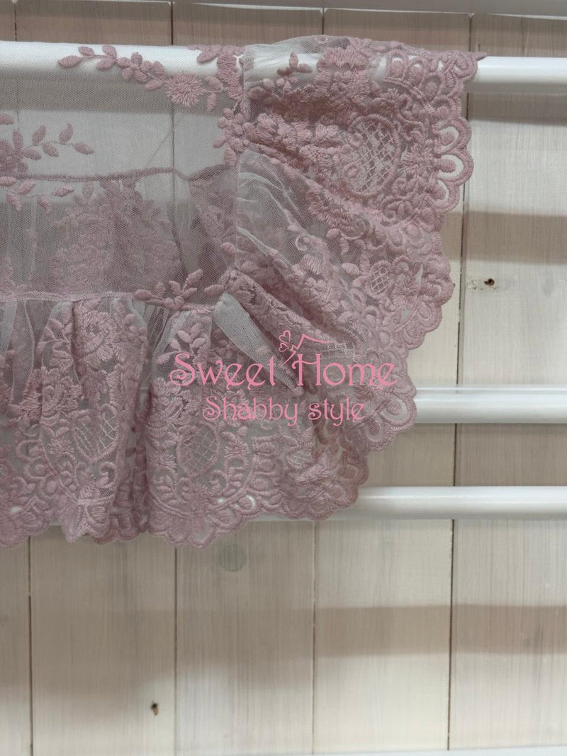 CHEZ MOI Centrino in Pizzo " VOLANT PROVENZA " Rosa Antico
