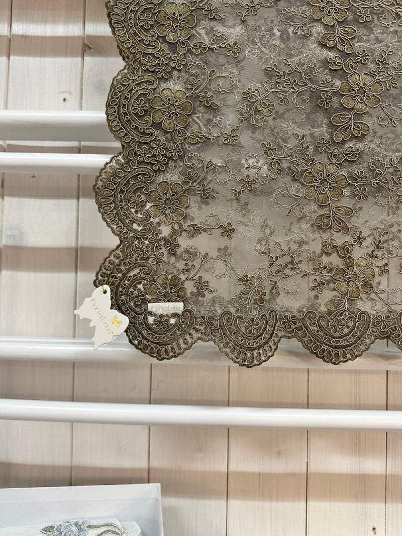 FIORI DI LENA Runner in Pizzo Marroncino