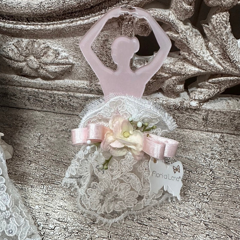 FIORI DI LENA Ballerina in Plexiglas con Abito in Pizzo e Saponetta Profumata 50g