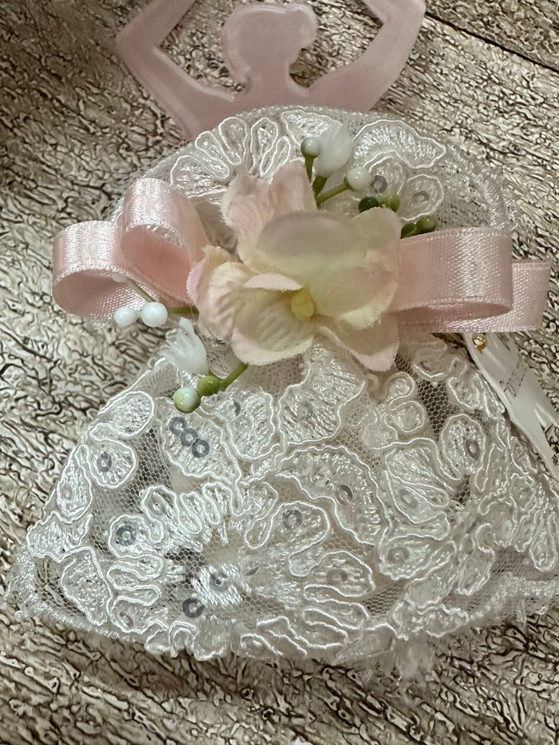 FIORI DI LENA Ballerina in Plexiglas con Abito in Pizzo e Saponetta Profumata 50g