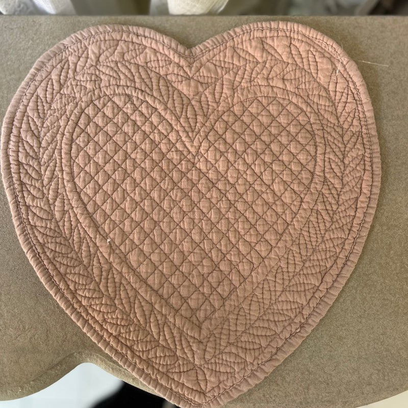 BLANC MARICLÒ Tovaglietta Cuore Rosa in Cotone