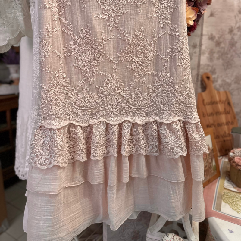 CHEZ MOI Coppia Tenda Finestra "ETOILE CORINZIO" Polvere di Cipria