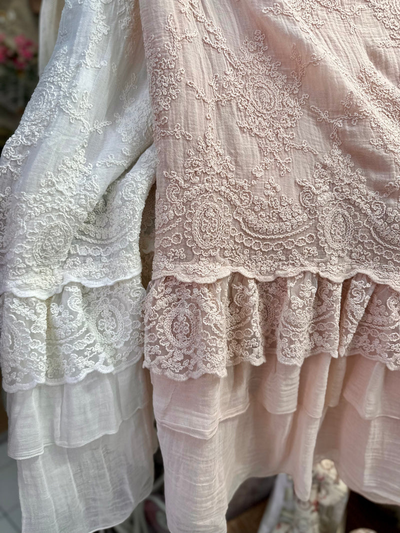 CHEZ MOI Coppia Tenda Finestra "ETOILE CORINZIO" Polvere di Cipria